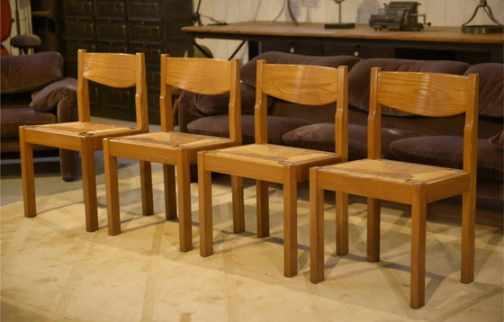 Set di 4 sedie in olmo Maison Regain anni '60 – Sedie da pranzo, Legno, Vintage (photo 3 of 12)