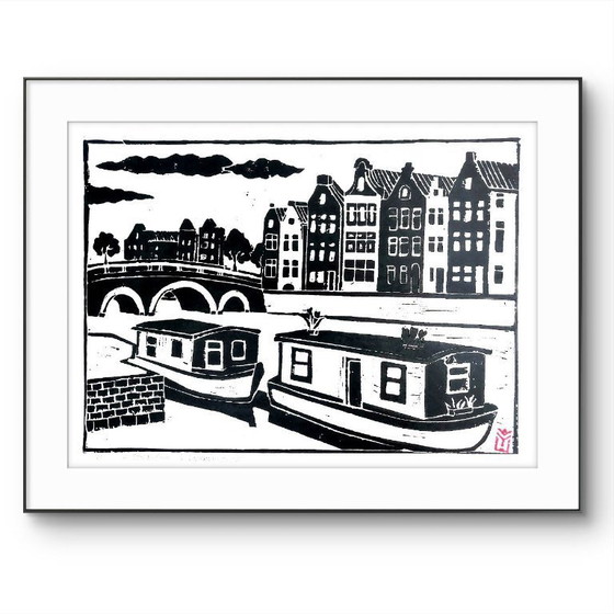 Image 1 of Amsterdam Diptych – A3 Linocut Prints