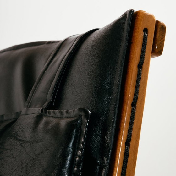 Image 1 of MK11199 Poltrona in faggio con rivestimento in pelle