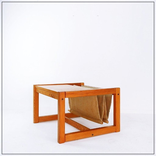 Bohemian pine coffee table with magazine rack, Karin Möbring design for Ikea, 1970s