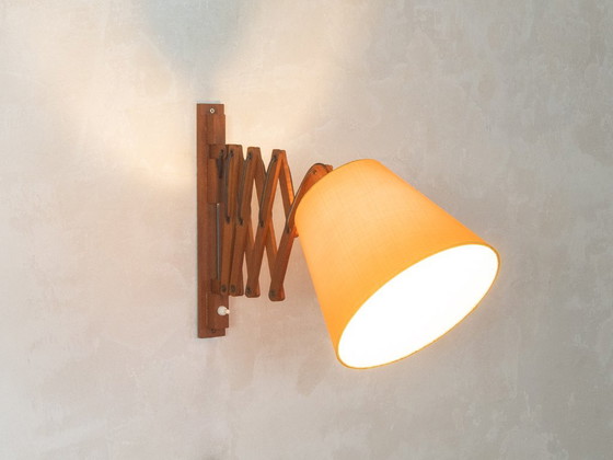1960er Scherenlampe – Wandleuchten, Stoff, Holz (photo 4 of 9)