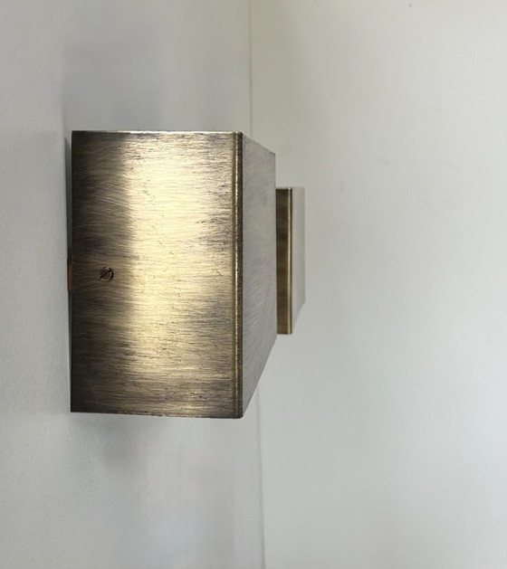 Image 1 of Coppia di applique vintage, ottone spazzolato patinato, Francia, 1970