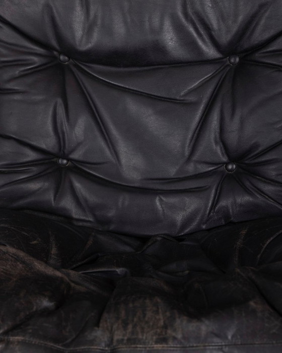 Image 1 of Een paar vintage leren fauteuils uit de jaren 70, model "Siesta", ontworpen door I. Relling voor Westnofa.