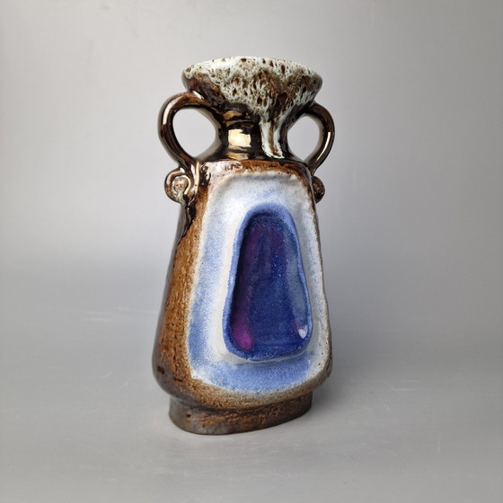 Image 1 of Vintage West German Fat Lava Vase Made by Walter Becht, Shape number WB 149/23, Colours : Violet, blanc et brun