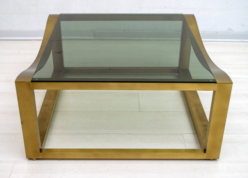 Luciano Frigerio Mid-Century Modern Italian Design Brass Coffee Table, 1970s