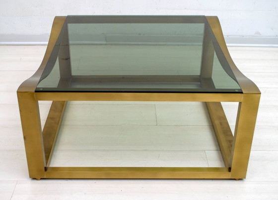 Image 1 of Luciano Frigerio Mid Century Modernes italienisches Design Couchtisch aus Messing, 1970er Jahre
