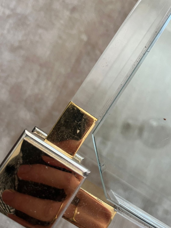 Image 1 of Mid-century glass coffee table with brass accents