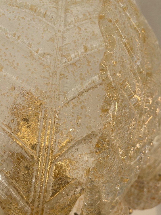 Image 1 of Par de apliques de pared Barovier & Toso de cristal de Murano dorado, Italia, 1980