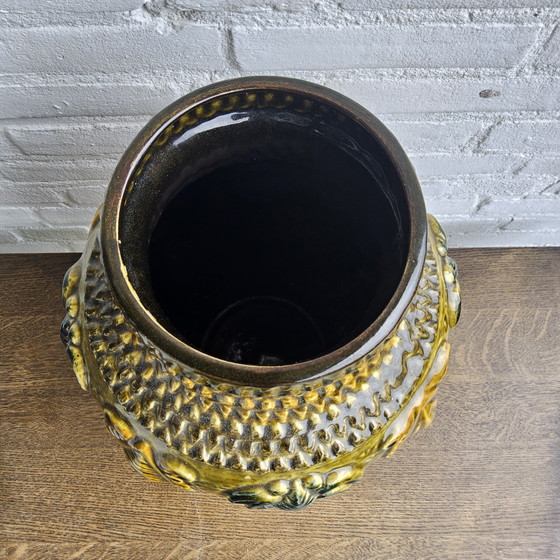Image 1 of Vintage Ceramic XXL West Germany Vase (Bay) Mustard Colour / West Germany Vase Mustard Colour