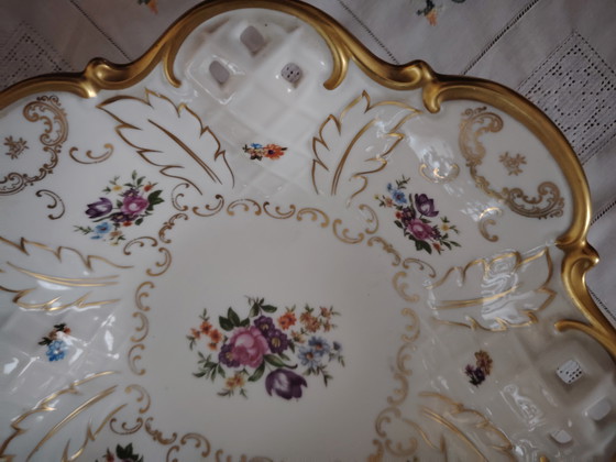 Image 1 of Reichenbach porcelain antique decorative bowl on feet, gold decoration