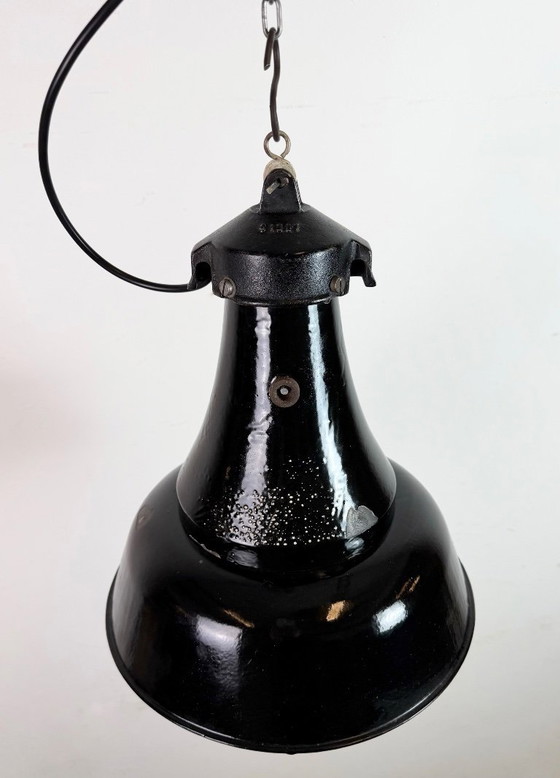 Image 1 of Industrial Black Enamel Bauhaus Pendant Lamp, 1930s