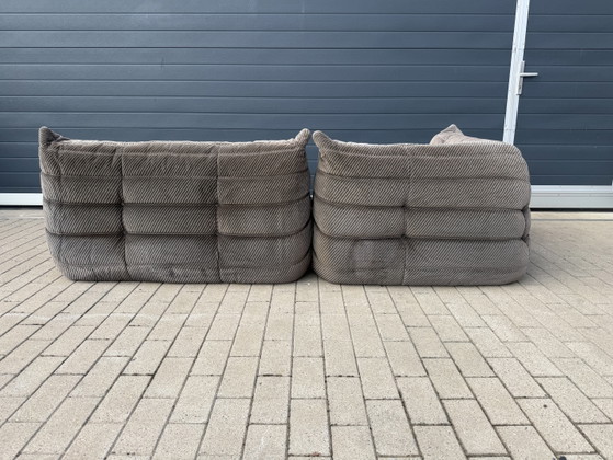 100% Authentic Ligne Roset Togo 2-seater & Corner Diagonal Striped Fabric – Modular sofas, Textile (photo 5 of 15)