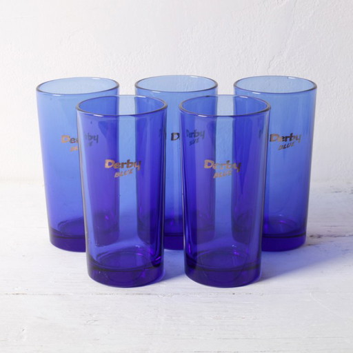 Set aus 5 Vintage Kobaltblauen Gläsern / Derby Blue / Rastal / Italien / 1990er