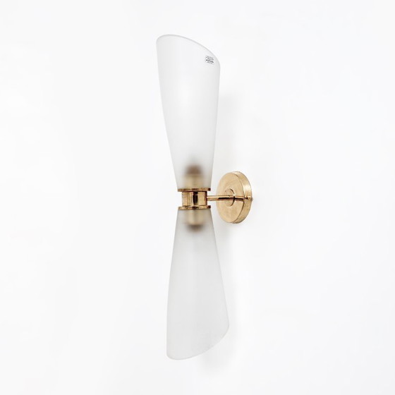 Image 1 of Paar Wandleuchten aus satiniertem Muranoglas