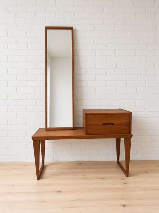 Panca e specchio in teak di Kai Kristiansen per Aksel Kjersgaard, 1960 – bijzettafels, Wood
