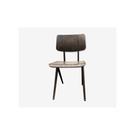 Sedia vintage in acciaio e legno di Frizo Kramer