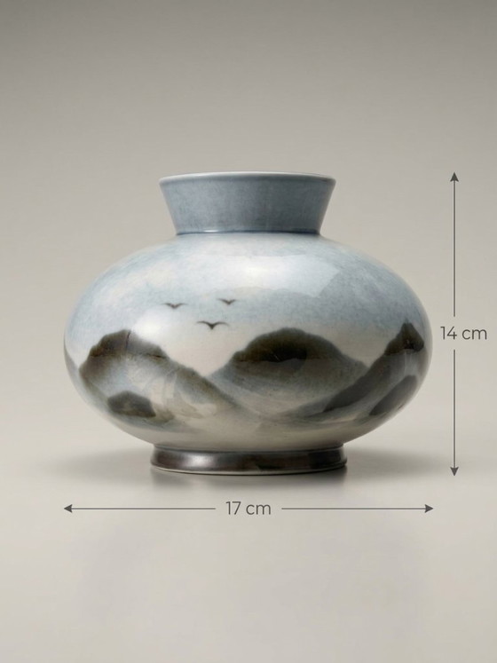 Virebent porcelain ball Vase – Bird Landscape – 17 cm (photo 7 of 7)