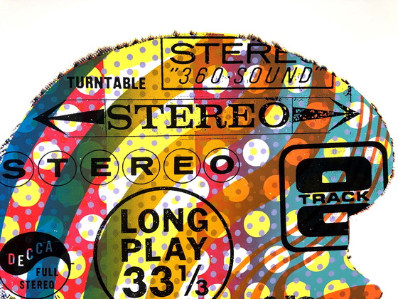 Image 1 of Berühmter Stereo-Siebdruck von Print Mafia - Hommage an die Vinyl-Schallplatte