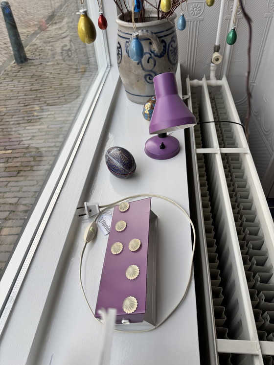 Image 1 of Lampe de chevet vintage violette avec étoiles en plastique, années 1970