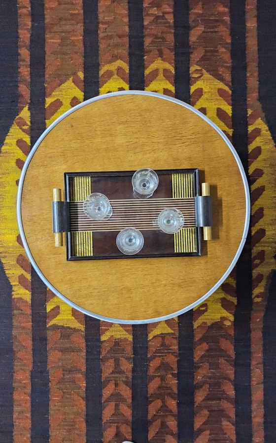 Image 1 of Vintage wollen Design Kilim Tapijt Maria Janowska (Zachód) zonsondergang (Poolse kunst)