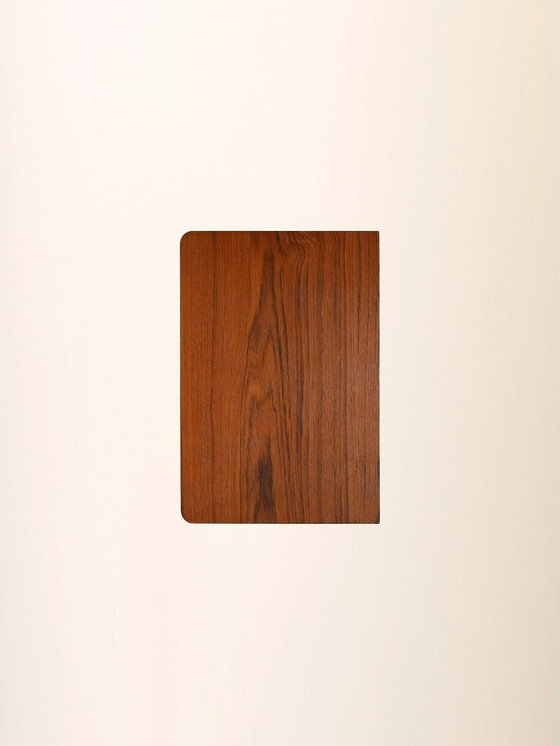 Image 1 of Table de chevet murale scandinave en teck et métal noir, années 1960