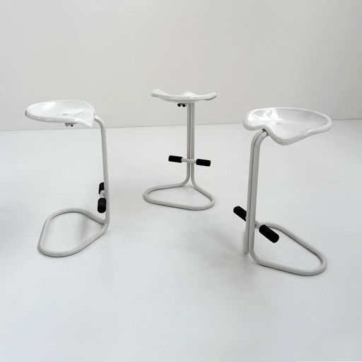 White Tractor Stool By Rodney Kinsman For Bieffeplast, 1970s