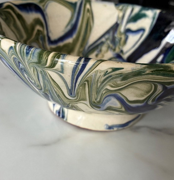 Image 1 of Terracotta salad bowl with a marbled effect