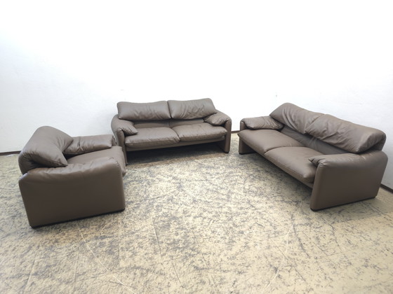 Image 1 of Set Cassina Maralunga, divano in pelle, poltrona in pelle, sedia
