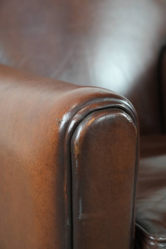 Image 1 of Schapenleren Art Deco design armchair met tijdloze en warme kleuren