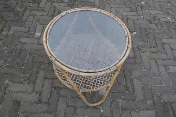 Image 1 of prachtige antieke Franse lounge ligstoel, gemaakt van rotan en bamboe