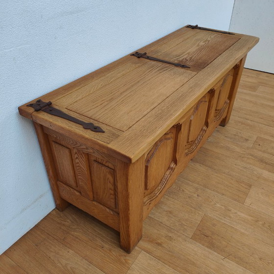 Image 1 of Baúl de mantas de roble antiguo, baúl de juguetes