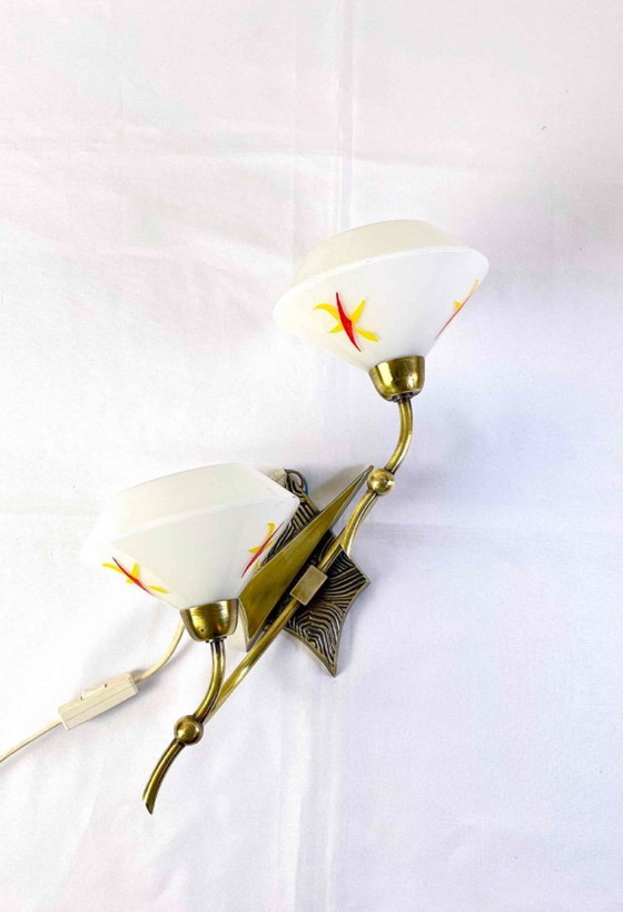 Image 1 of Lampada da parete organica in ottone di metà XX secolo, Francia