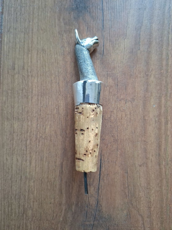 Verseur à vin/bouchon de bouteille vintage en argent Lama - Pérou .925 Argent (35g) – Accessoires de table (photo 3 of 5)