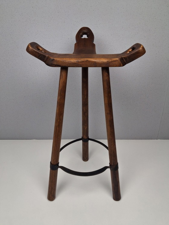 Vintage Marbella Barstools by Confonorm, Spain 1970s, Merk onbekend, Wood, Brown (photo 4 of 10)