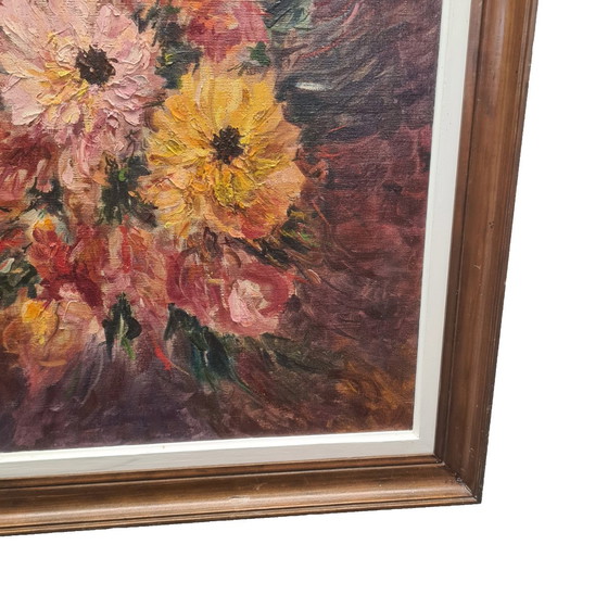 Image 1 of Olieverf Schilderij Met Bloemen Van E. Marie