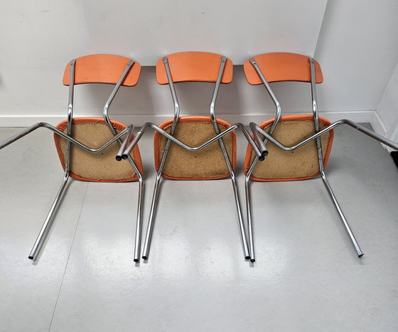 Image 1 of Sillas tubulares Brabantia, color naranja, años 70.