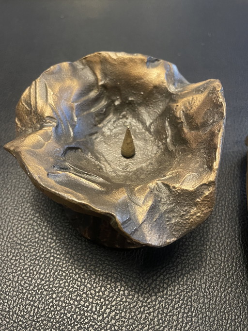 2 Vintage brutalist candle holders, 1950s