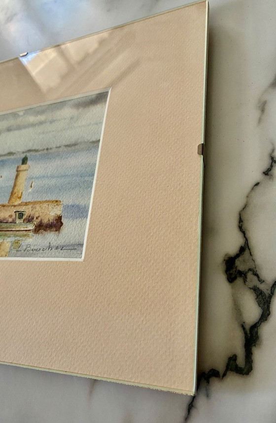 Image 1 of Watercolor painting of the Port of Sauzon, Belle-Île-en-Mer