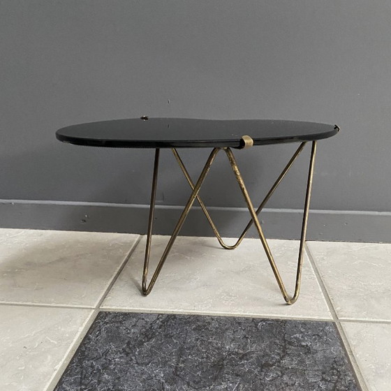 Black Glass Kidney Shape Small Side Table 1960s – Metal (photo 6 of 10)