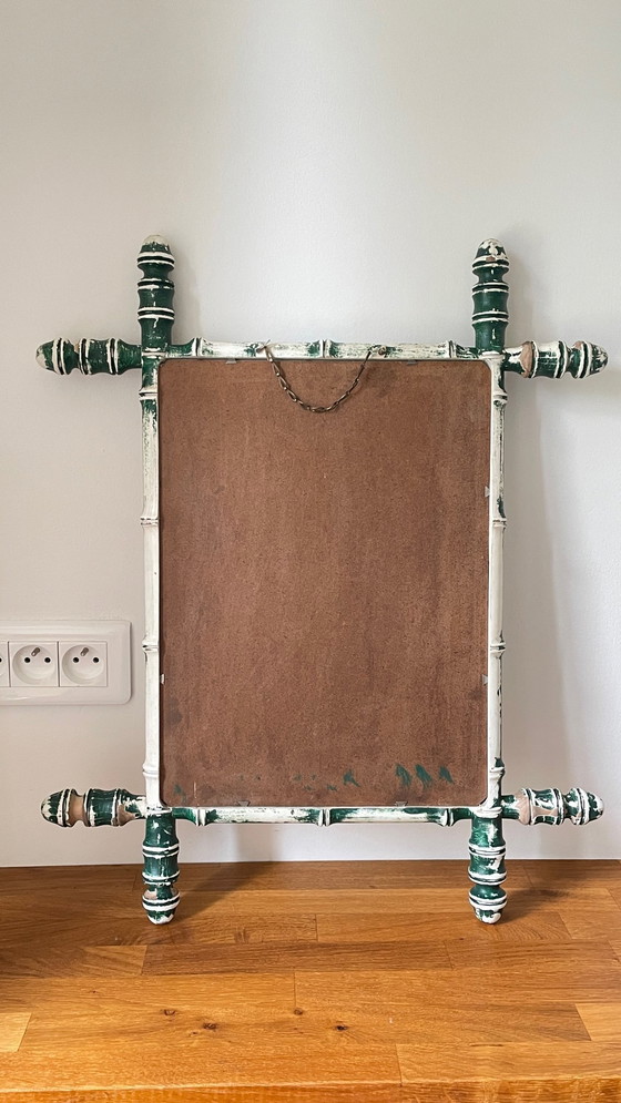 Image 1 of Specchio antico chiamato bambù patinato vintage Francia