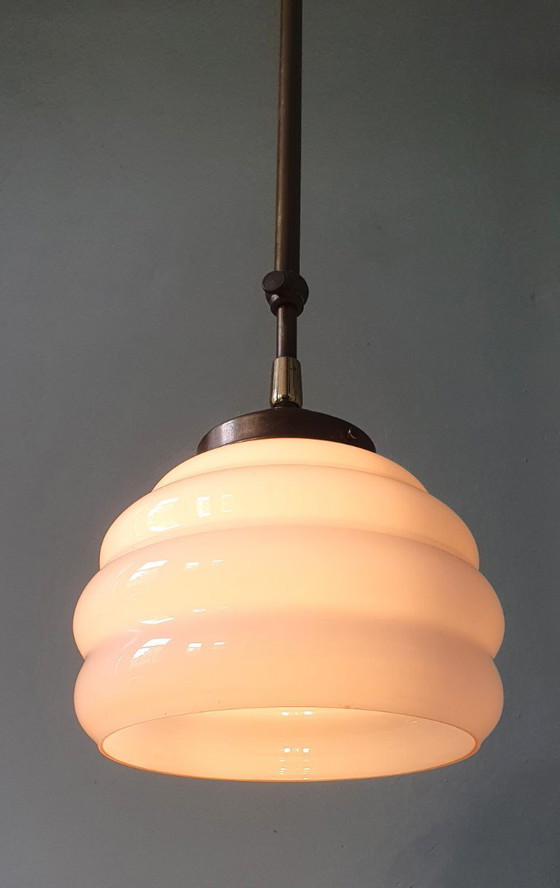 Image 1 of Vintage Art Deco Rose Pendant Lamp - Hanging Lamp - Bubble Shape