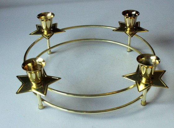 Brass Advent Wreath Candle Holder, Metal, Gold (photo 4 of 7)