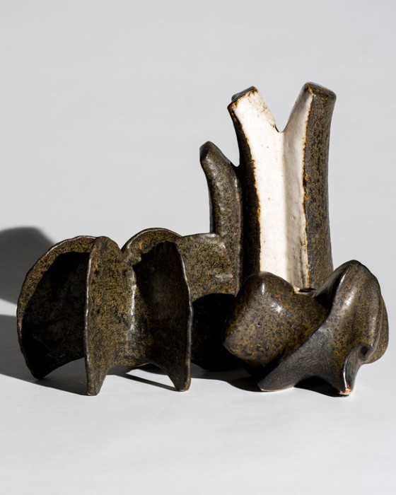 Image 1 of Ingeborg Zenker & Gerburg Karthausen Studio Ceramic Trio – Sculptural Vessels Organic Form Objects, Germany, 1970s-1980s