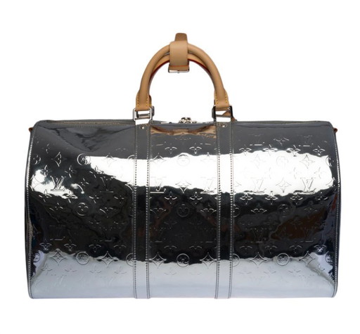 Borsa LOUIS VUITTON Keepall in cuoio argentato - 100226