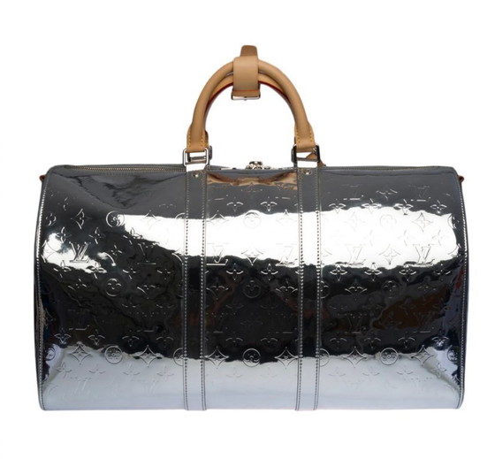 Image 1 of Borsa LOUIS VUITTON Keepall in cuoio argentato - 100226