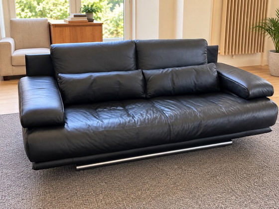 Rolf Benz 6500 2-Seater Sofa – Black Leather – Chrome (photo 3 of 10)