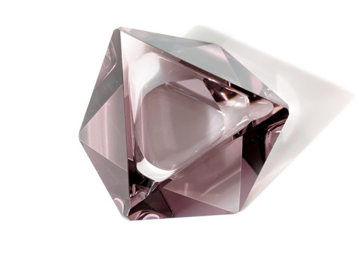 1960s Murano Glass Bowl | Amethyst Faceted Diamond Shape | Italian Art Glass
