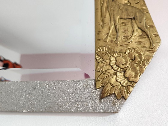 Image 1 of Miroir en bois art déco glace biseautée
