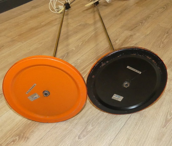 Image 1 of Set di DUE lampade da terra anni '70 arancione Richard Essig regolabile space age panton vintage retro originale raro