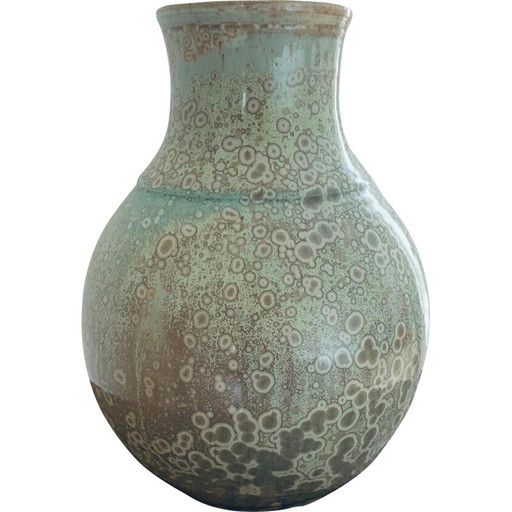 Vase boule émaillé et cristallisé vintage